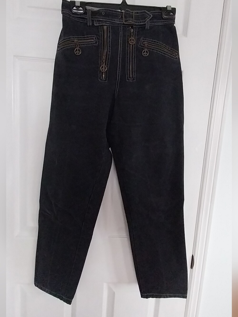 Moschino Made In Italy Black High-Rise Jeans with Contrast Stitching